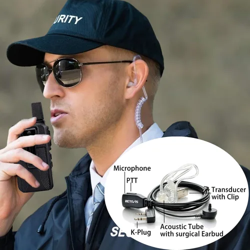 Miniatura 5 de Retevis RT19 Walkie Talkies con auricular, mini radio bidireccional recargable, 0.7 pulgadas de grosor, clip de metal, para adultos, restaurante