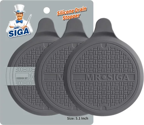 Miniatura 7 de MR.SIGA Tapón de silicona para bañera, tapón de drenaje para ducha, fregadero, 5.1 pulgadas de diámetro, paquete de 3 Verde+azul+gris