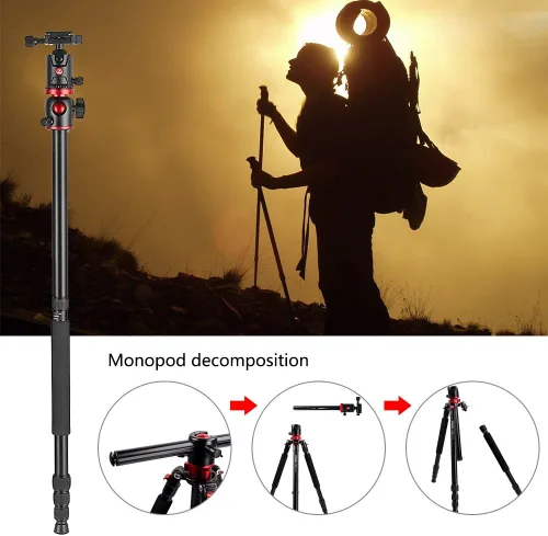 Miniatura 3 de Zomei Trípode de cámara portátil de magnesio monopod de aluminio de 4 secciones superior trípode profesional con cabezal de bola placa de liberación