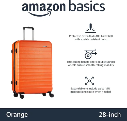 Miniatura 2 de Tienda Basics Maleta rígida giratoria, equipaje de mano expandible con ruedas, Naranja, Spinner