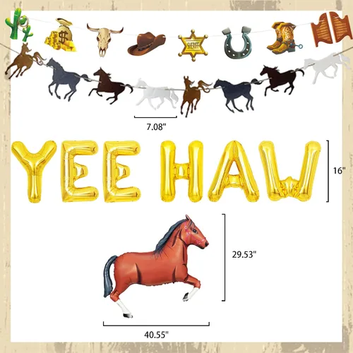 Miniatura 4 de Yee Haw Globos de Yee Haw Western Party Western Cowboy Yee Haw Banner Decoración de fiesta de vaquera decoración de cumpleaños de vaquera decoración