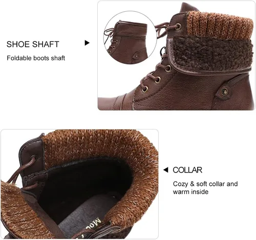 Miniatura 2 de Botines para mujer, estilo combate con cordones y peluche.
