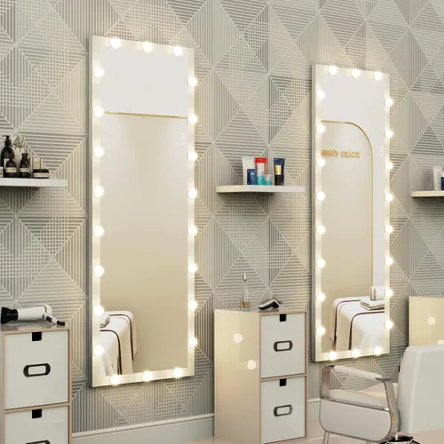 Miniatura 7 de ANYHI Espejo blanco de longitud completa con luces, espejo de cuerpo completo de 63 x 24 pulgadas con luz, 22 bombillas LED, 3 luces