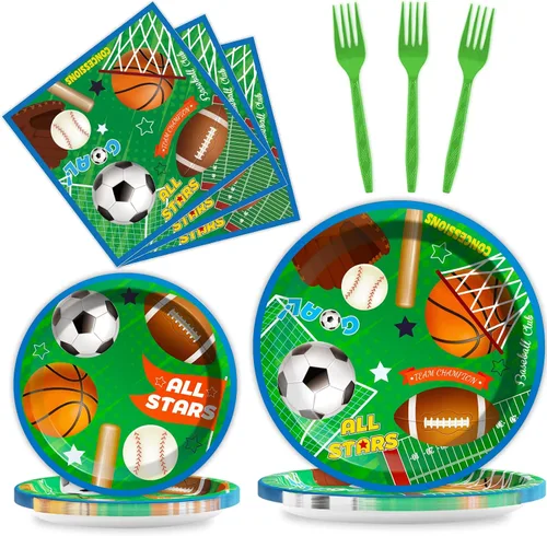Platos y Servilletas de Fiesta Deportiva, Vajilla de Fiesta Superestrella, Cumpleaños All Star, Béisbol, Fútbol Americano, Fútbol, Baloncesto,