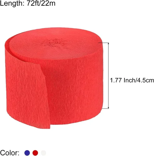 Miniatura 2 de 3 rollos de decoraciones patrióticas serpentinas de papel crepé, serpentinas del 4 de julio, decoración de fiesta colgante rojo, blanco y azul