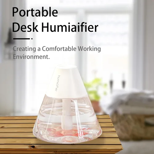 Miniatura 2 de INVODA Mini humidificadores, 8.8 fl oz USB Personal Cool Mist Humidificador lindo volcanes de escritorio humidificador de aire silencioso Luz