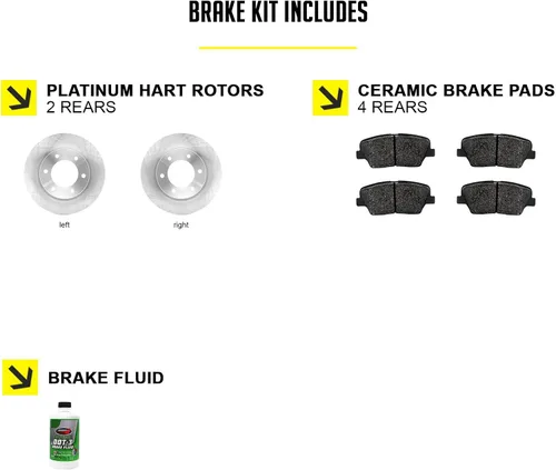 Miniatura 2 de Hart Brakes Kit Frenos y Rotores Traseros Pastillas de Freno Traseras Rotores y Pastillas de Freno Pastillas y Rotores de Freno Cerámicos