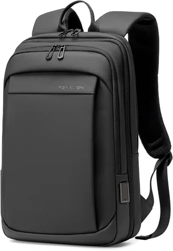 Miniatura 7 de FENRUIEN Mochila de trabajo para hombres, mochila expandible resistente al agua con puerto de carga USB C, mochila negra para laptop 15.6