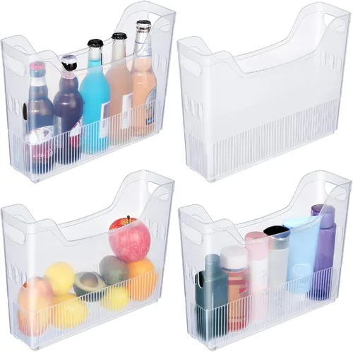 Miniatura 8 de Beeveer 4 cubos organizadores de plástico para congelador con rueda, organizador de despensa de cocina, contenedores de almacenamiento de aperitivos