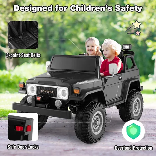 Miniatura 3 de Costzon Auto de 2 plazas, camión Toyota FJ40 con licencia de 12 V con control remoto de 2.4 G, suspensión de resorte, caja de almacenamiento, luces
