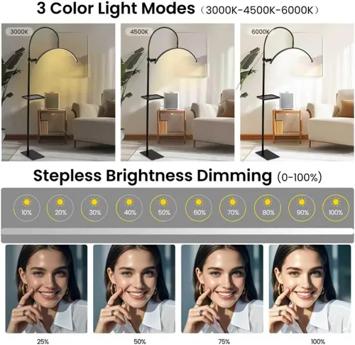 Miniatura 4 de Luz de pestañas para tecnología de pestañas, lámpara de pie LED de media luna para esteticista, tatuadores, tecnología de uñas, cuidado de la piel