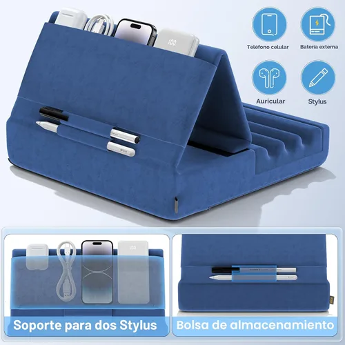 Miniatura 5 de KDD - Soporte de almohada para tablet, soporte plegable para iPad para regazo, cama y escritorio - Base para tablet con almohadilla suave y soporte