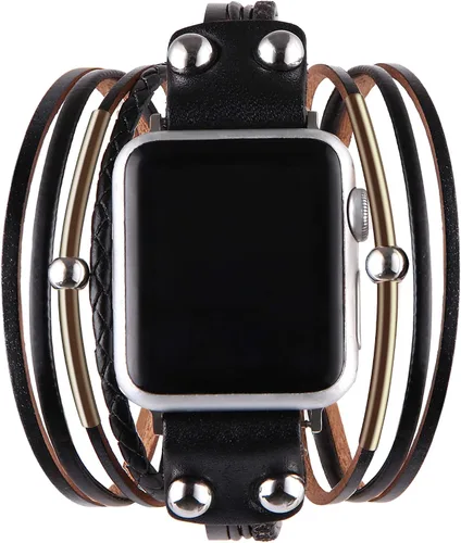Pulsera de cuero multicapa compatible con Apple Watch Ultra SE 8 7 6 5 4 3 1.496 in 1.575 in 1.614 in 1.654 in 1.732 in 1.772 in 1.929 in para
