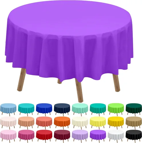 Miniatura 14 de Paquete de 2 manteles de plástico desechables de 84 pulgadas de color azul aguamarina, manteles circulares para baby shower, baby shower, PEVA, azul