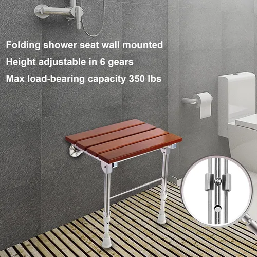 Miniatura 4 de Asiento de ducha plegable montado en la pared con patas, bancos de asientos de ducha, taburete silla para ducha interior, asiento de ducha plegable