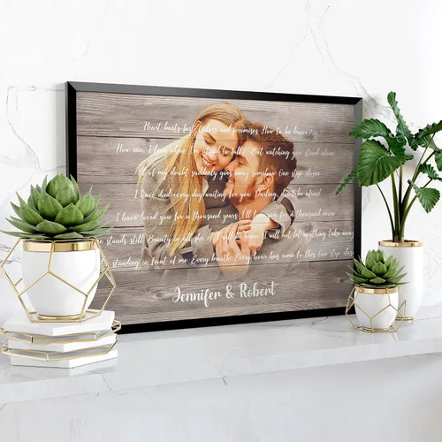 Miniatura 8 de Awesometik Letra de canción de boda con retrato personalizado de foto personalizada Primera danza canción favorita 1er aniversario renovación