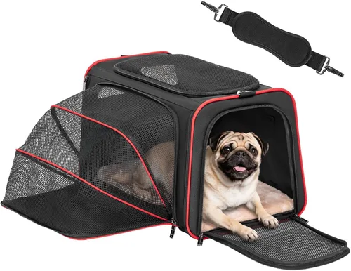 Miniatura 14 de Petsfit Transportador Expandible para Conejos Transportador para Gatos Pequeños Aprobado por Aerolíneas, 16X10X9 Pulgadas Bolsa de Viaje Portátil