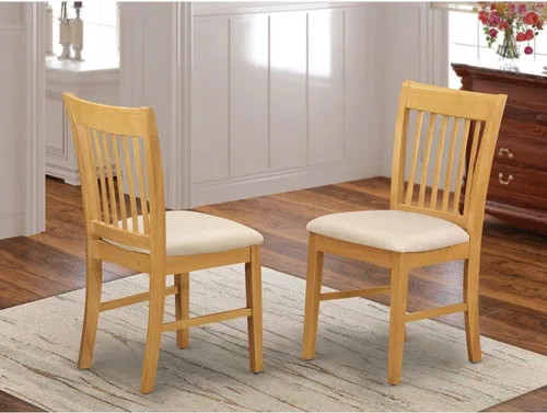 Miniatura 2 de East West Furniture NFC-OAK-C Norfolk - Juego de 2 sillas de comedor de cocina tapizadas de tela de lino, color roble Nfc-roble-c