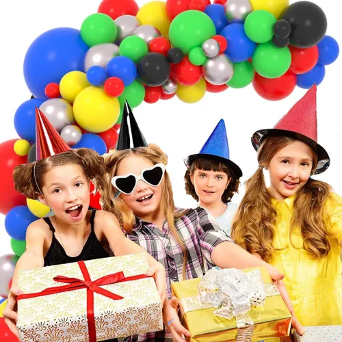 Miniatura 6 de Kit de arco de guirnalda de globos de color rojo, azul, amarillo, verde, negro, plateado, 127 unidades, rojo, verde, azul, amarillo, negro, plateado