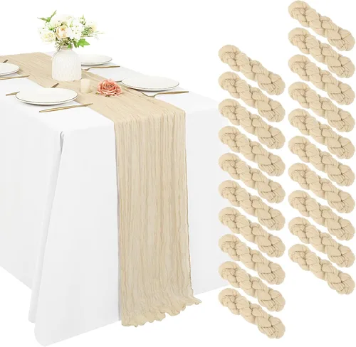 Miniatura 63 de 10 piezas de camino de mesa de estopilla en azul bebé 10 pies, camino de mesa de gasa para recepción de boda, despedida de soltera, fiesta