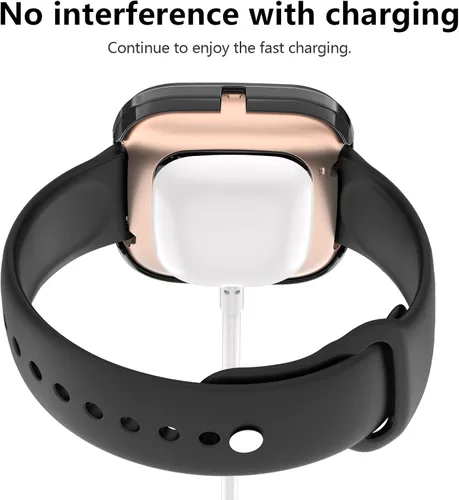 Miniatura 5 de Tobfit Funda rígida de policarbonato integrado de vidrio templado para Fitbit Versa 2, duradera y ultrafina, resistente a los arañazos, funda