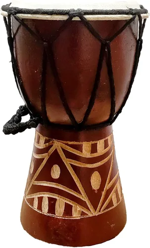 Miniatura 18 de Djembe Drum Carved Bongo música de inspiración africana también una idea única para regalar. Carver Abstract Elephant Giraffe Turtle.