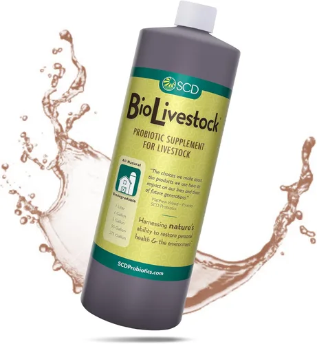SCD Bio Livestock - Aditivo líquido probiótico para piensos y agua, suplemento digestivo orgánico para vacas, cerdos, caballos, pollos, patos,