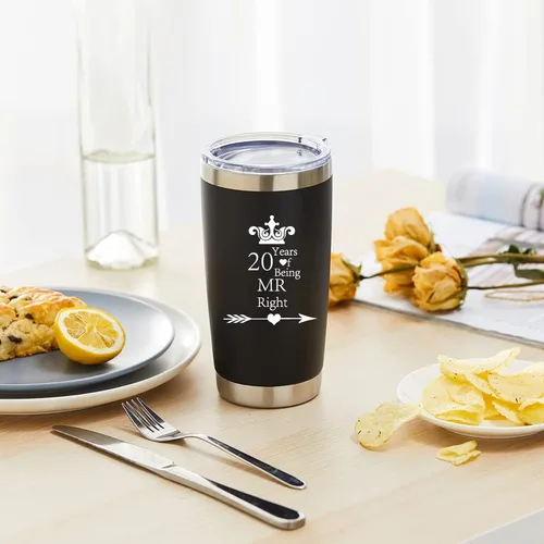 Miniatura 5 de Juego de 2 vasos de compromiso de boda, aniversario para parejas, padres, acero inoxidable, doble pared, con aislamiento para automóvil, taza