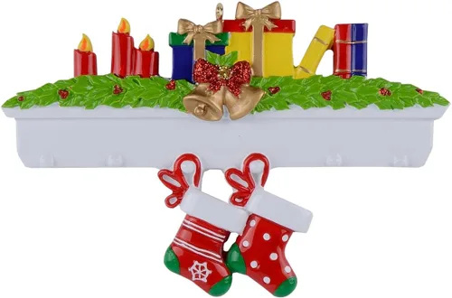 Adorno de Navidad familiar 2023 personalizado, medias de mantel para familia de 2, adorno para árbol de Navidad, regalo de recuerdo personalizado