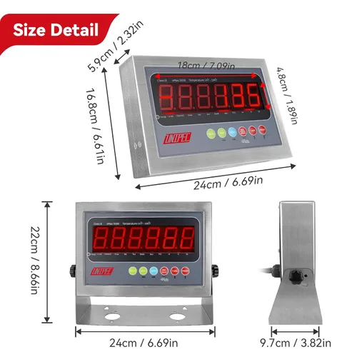 Miniatura 2 de Indicador digital PEC 304 de acero inoxidable aprobado por NTEP con pantalla LED para básculas de piso, básculas de ganado, básculas de camiones