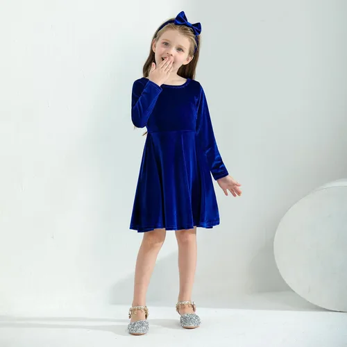 Miniatura 7 de Weixinbuy Toddler Girl Fall Winter Clothes Outfit Baby Girl Velvet Twirl Dress Long Sleeve Pocket Swing Party Dress for Girl