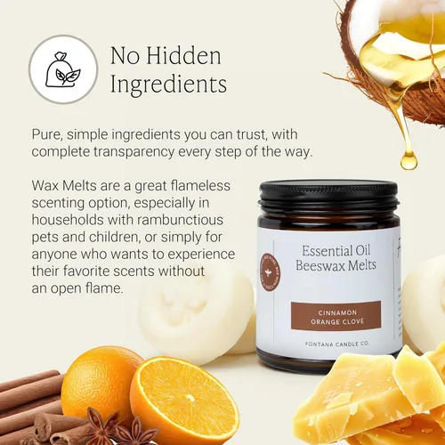 Miniatura 6 de Fontana Candle Co. Cera no tóxica, naranja canela, sin llama, cera de aroma suave, segura para usuarios sensibles, fabricada con cera de abeja, coco