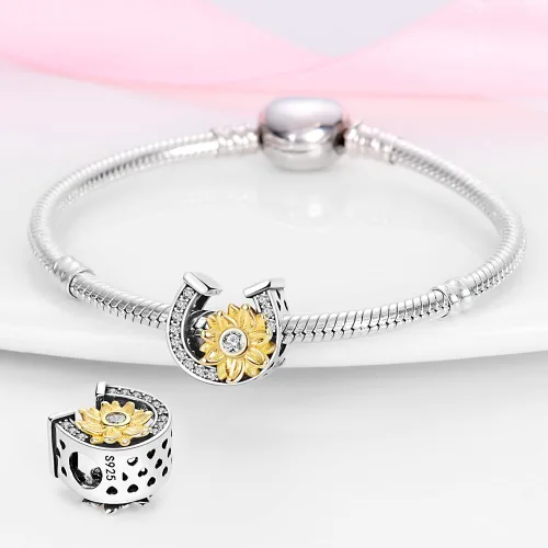 Miniatura 44 de Pandach Dijes colgantes de plata de ley 925 para pulseras y collares, dijes colgantes de Madonna con cuentas de girasol, joyería para mujer
