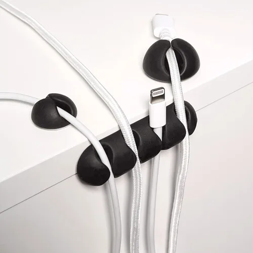Miniatura 5 de Clips de cable Wrap-It Storage - (Surtido de 28 unidades) Negro - Organizador de cables para escritorio y mesita de noche para teléfono y mesa