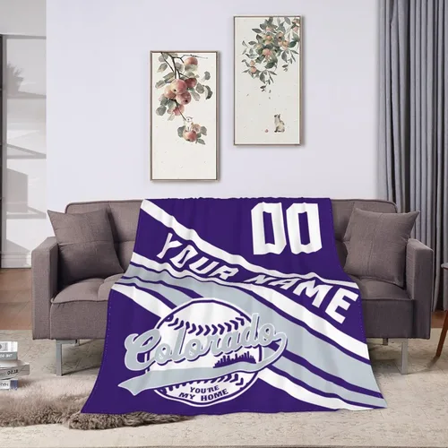 Miniatura 10 de Wream Manta personalizada para fanáticos de la cama, regalo de béisbol con nombre y número de ciudad de béisbol, manta de forro polar de invierno