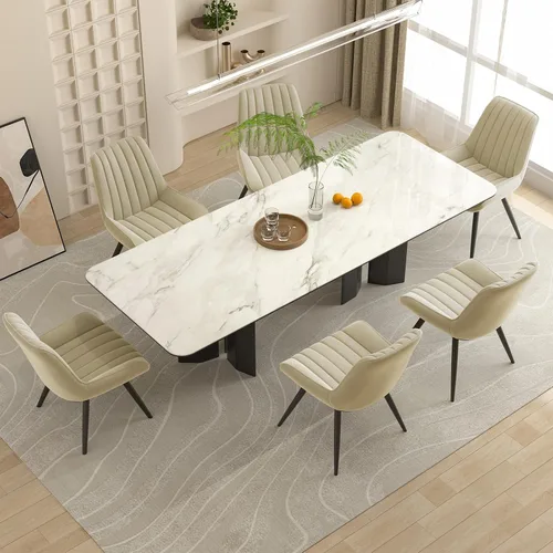 Miniatura 13 de Nalupatio Juego de 2 sillas de comedor modernas, cómodas sillas de comedor con cojines gruesos, sillas laterales tapizadas de tela con patas de Negro