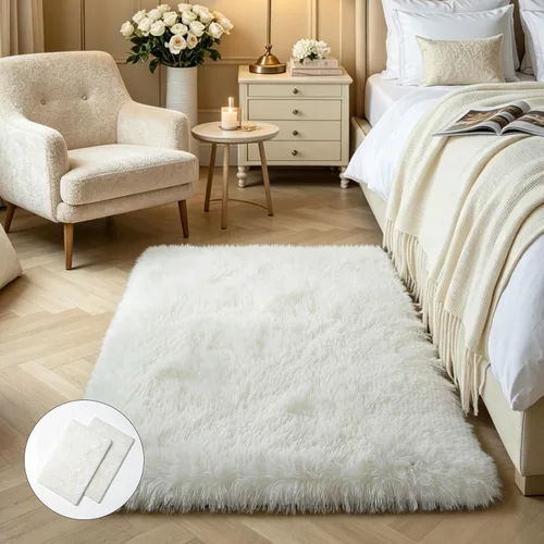 Miniatura 36 de KCHOWUA Alfombras Esponjosas y Peludas de Unicornio para Dormitorio de Niñas, 3x5 pies Lavable Antideslizante Alfombra de Área Shag Peluda para Sala