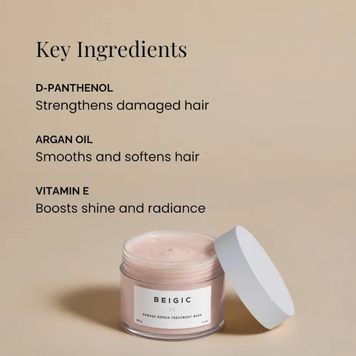 Miniatura 3 de BEIGIC Mascarilla de tratamiento de reparación de daños, mascarilla vegana sin silicona para el cabello acondicionador profundo con aceite de argán