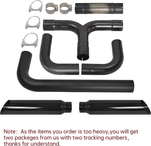 Miniatura 2 de Sistema de tubo de escape diésel Turbo Dual Smoker de 4 pulgadas con 2 piezas de entrada de 4 pulgadas de 8 pulgadas, salida de acero inoxidable