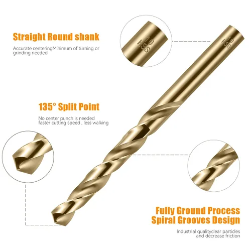 Miniatura 3 de Juego de brocas de cobalto, brocas M35 Twist HSS de vástago recto, brocas de acero de alta velocidad de 0.079 pulgadas para perforar en metal duro