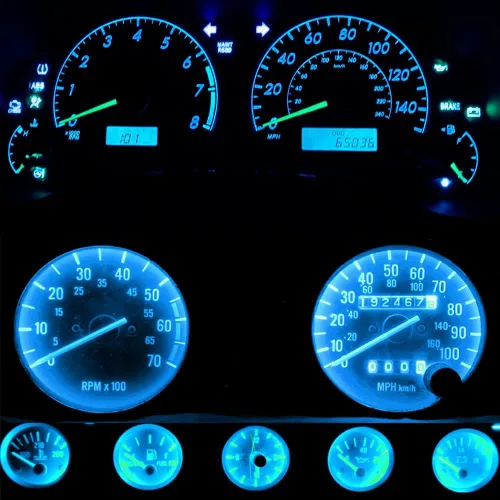 Miniatura 7 de WLJH Paquete de luces LED completas de indicadores de panel de instrumentos brillantes en blanco para velocímetro, tacómetro, presión de aceite