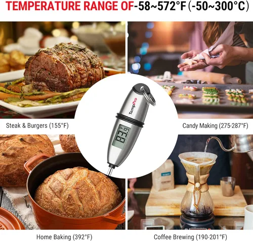 Miniatura 7 de ThermoPro TP02S - Termómetro digital de lectura instantánea para carne, con sonda súper larga para parrilla, cocina, masa madre, líquidos, aceite