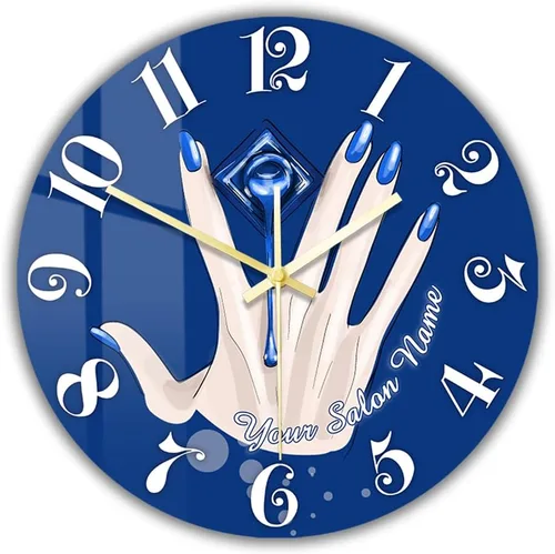 Miniatura 20 de Reloj de pared de salón de uñas de 12 pulgadas, nombre personalizado, regalo de técnico de uñas, reloj de pared silencioso sin tictac, funciona