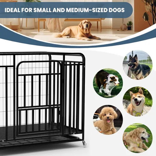 Miniatura 5 de Jaula para perros extra grande de 42 pulgadas, fácil de limpiar, con ruedas bloqueables, perrera indestructible para perros con ansiedad, resistente