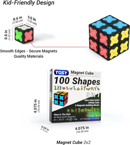 Miniatura 9 de TOSY Cubo magnético 2x2 – 8 bloques, juguete 2 en 1: cubo de rompecabezas de 2 x 2 x 2 y cubo infinito personalizable, regalos de cesta de Pascua