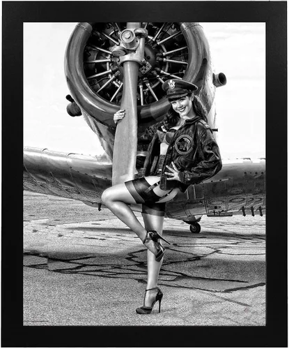 Miniatura 6 de Póster de pared vintage de la Segunda Guerra Mundial, póster de tributo militar "Wings of Angels" Obra de arte patriótica de aviación para garaje