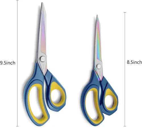 Miniatura 2 de LIVINGO Paquete de 2 tijeras afiladas de tela – Tijeras resistentes para todo uso, tijeras de coser forjadas con revestimiento de titanio para Azul