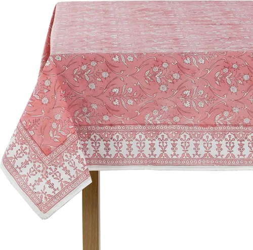 Miniatura 48 de Ridhi Mantel rectangular de algodón con estampado de bloque a mano amarillo mostaza, 102 x 48 pulgadas, reutilizable, decorativo para uso diario