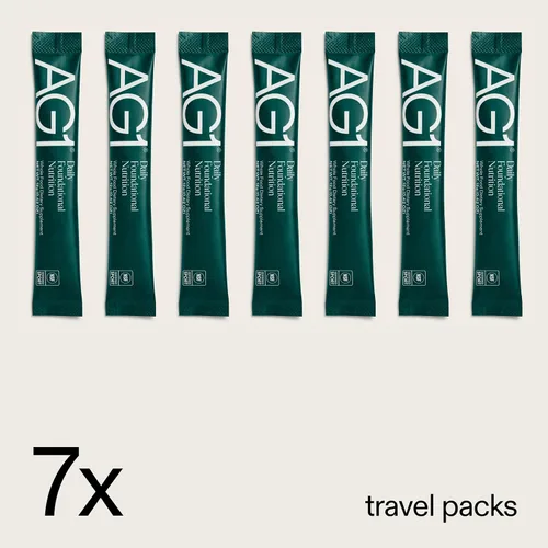 Miniatura 6 de AG1 Athletic Greens Kit de inicio de 7 días, polvo todo en uno con multivitamínico, probióticos, superalimentos, incluye 7 paquetes de viaje