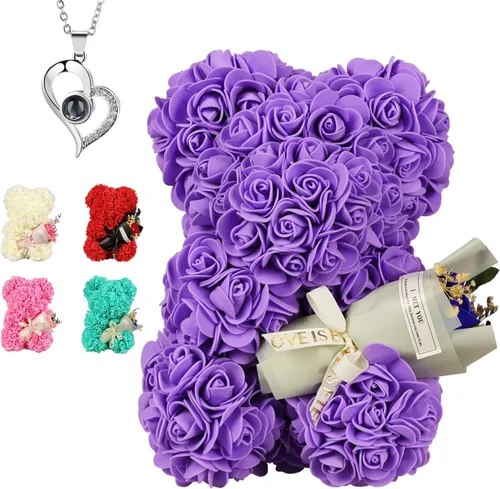 Miniatura 9 de Oso de rosas para el Día de la Madre, regalo romántico de cumpleaños para novia, esposa, oso de rosas para mujer, oso de San Valentín con ramo